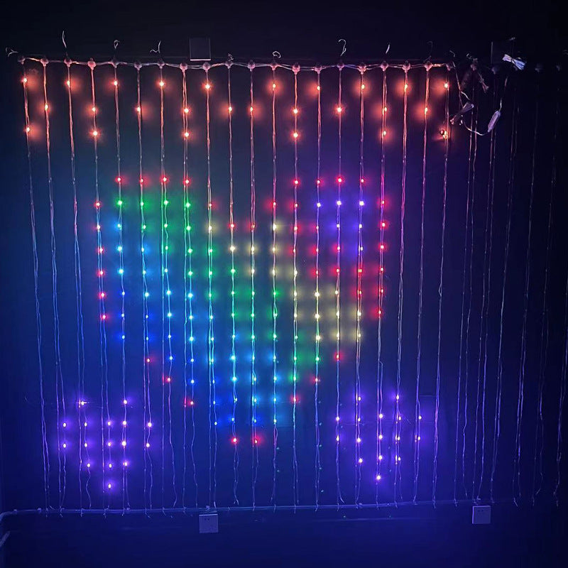 Luces de cortina LED RGB inteligentes, control por aplicación Bluetooth, guirnalda de luces de hadas de Navidad, exhibición de imágenes DIY, decoración para fiestas y bodas