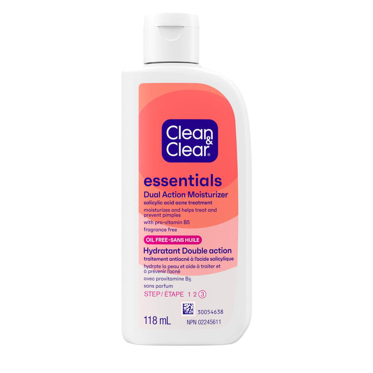 Consumo preferente 26/09/24 Humectante de doble acción sin aceite Clean & Clear 4 fl oz 118 ml