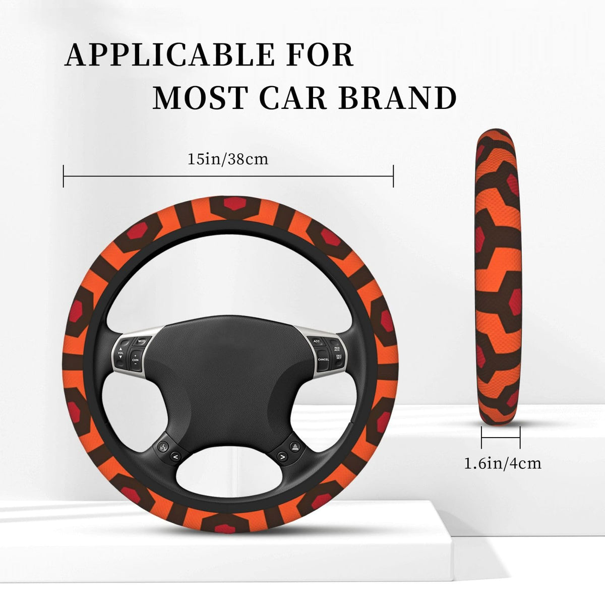 Funda para volante de coche con diseño de alfombra del Hotel Overlook, universal de 15 pulgadas, negra