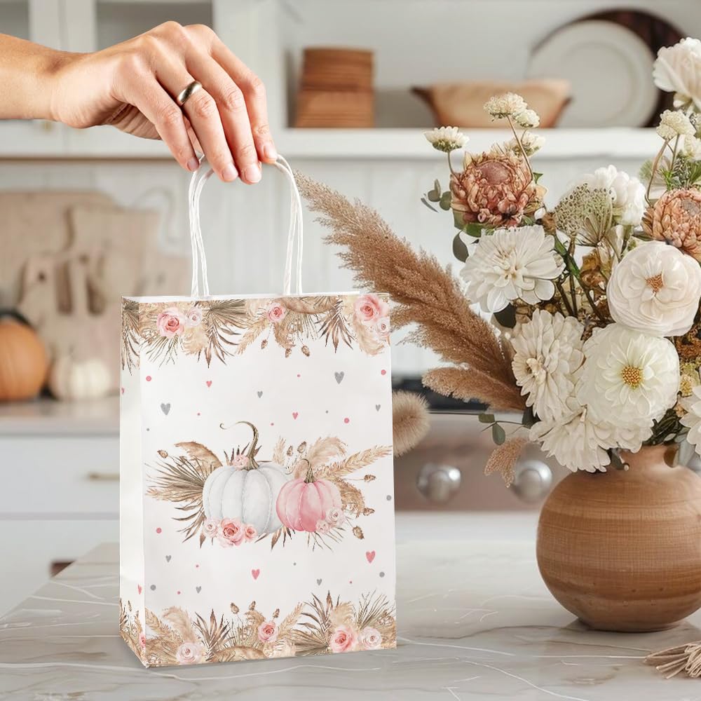 Bolsas de regalo MEHOFOND con diseño de calabaza bohemia con asa, bolsas para dulces de otoño, 16 unidades