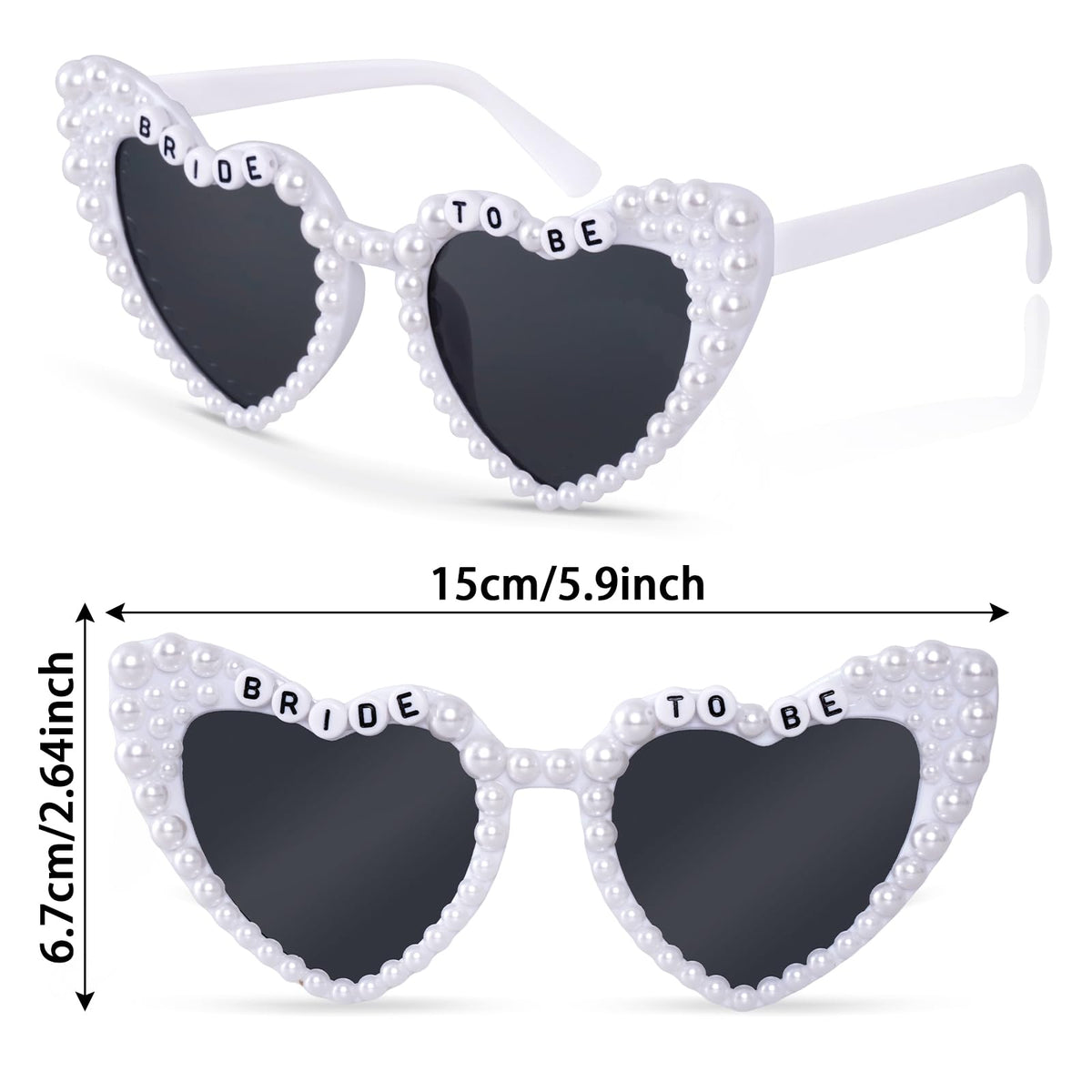 Rthjsfj White Heart Pearl Bride Sunglasses Women Wedding Bachelorette