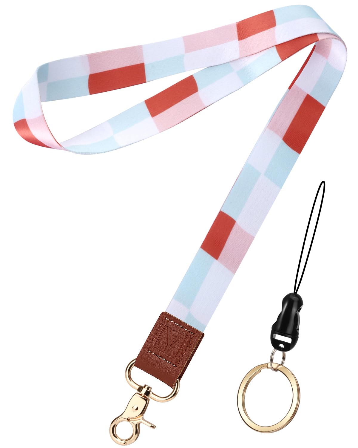 Cordón para llaves de cuadros suaves YAVVOZH para mujer, para credencial de identificación, color naranja, talla única