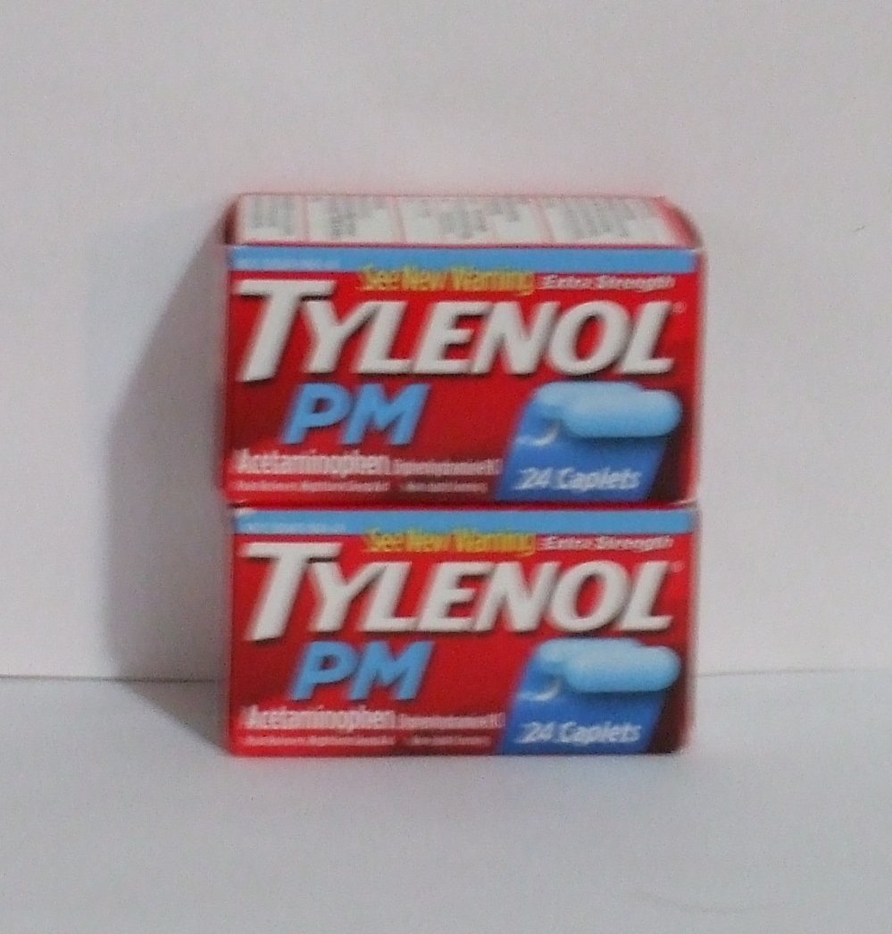 Consumo preferente 26/07 Tylenol PM Extra Strength comprimidos, paquete de 2 unidades de 24 cápsulas
