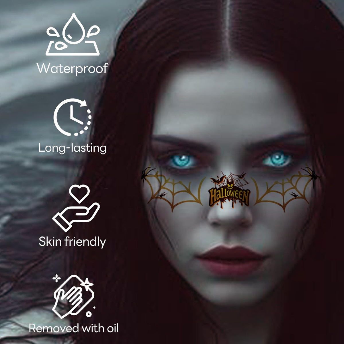 Tatuajes faciales temporales dorados resistentes al agua Cardiyar Glitter Freckles, 24 piezas