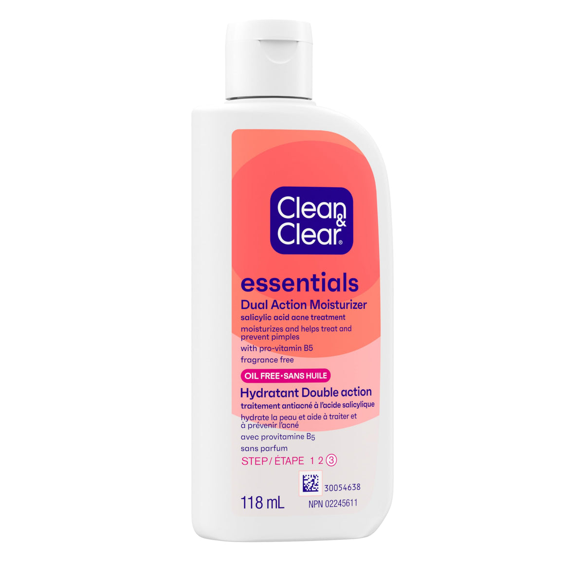 Consumo preferente 26/09/24 Humectante de doble acción sin aceite Clean & Clear 4 fl oz 118 ml