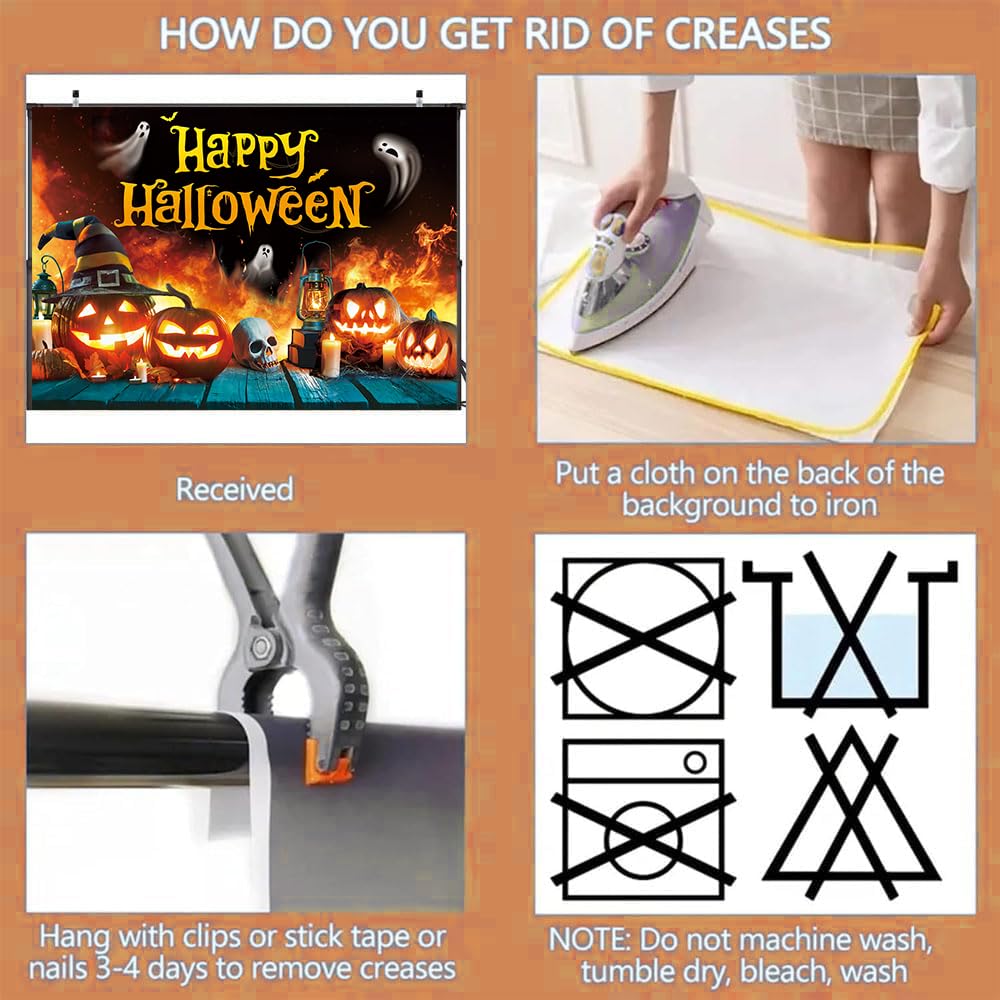 Telón de fondo de Halloween con fantasma, calabaza, llama y casa encantada, pancarta para fiesta de 6x4 pies