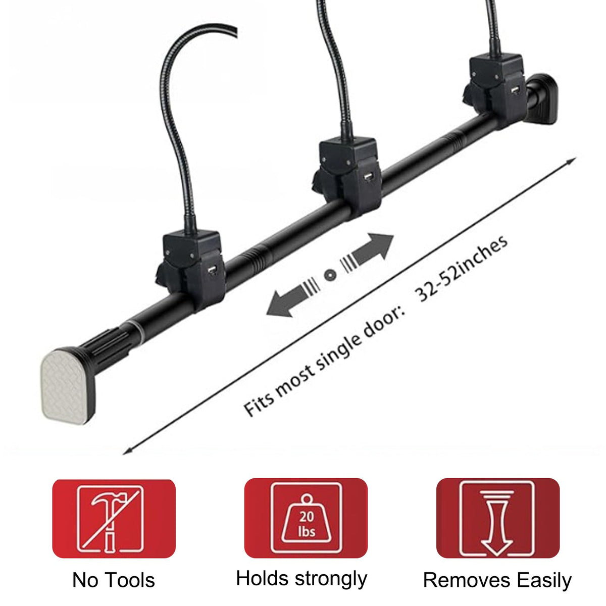 Colgador de guirnaldas para puerta principal, ajustable de 32 a 39 pulgadas, capacidad de 20 libras, sin tornillos ni perforaciones