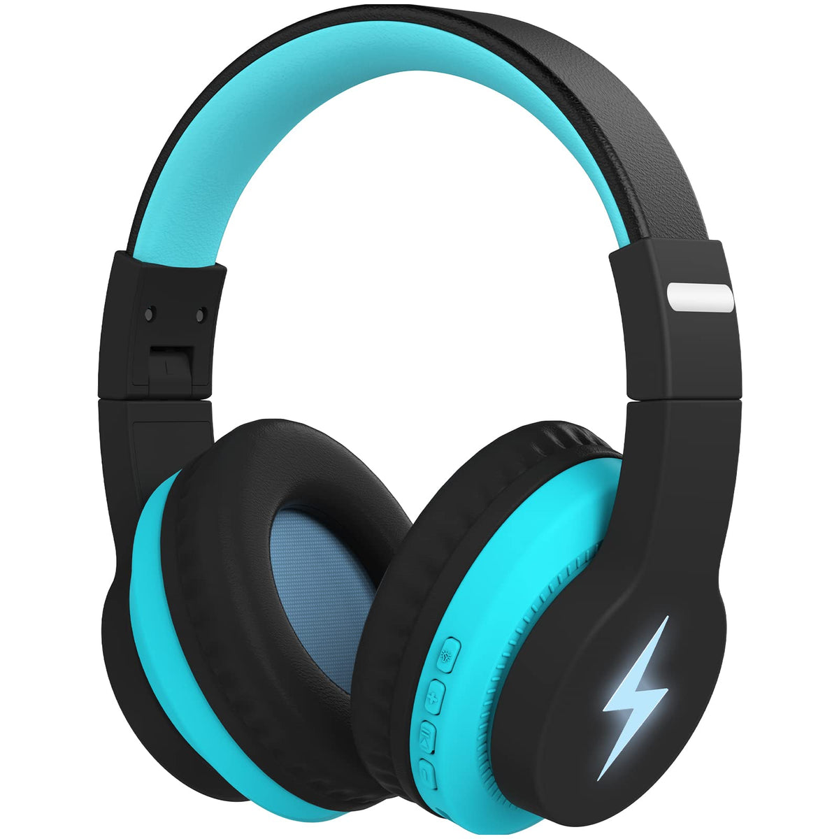 Kids Wireless Headphones with LED Lights and Mic, Volume Limited, Blue