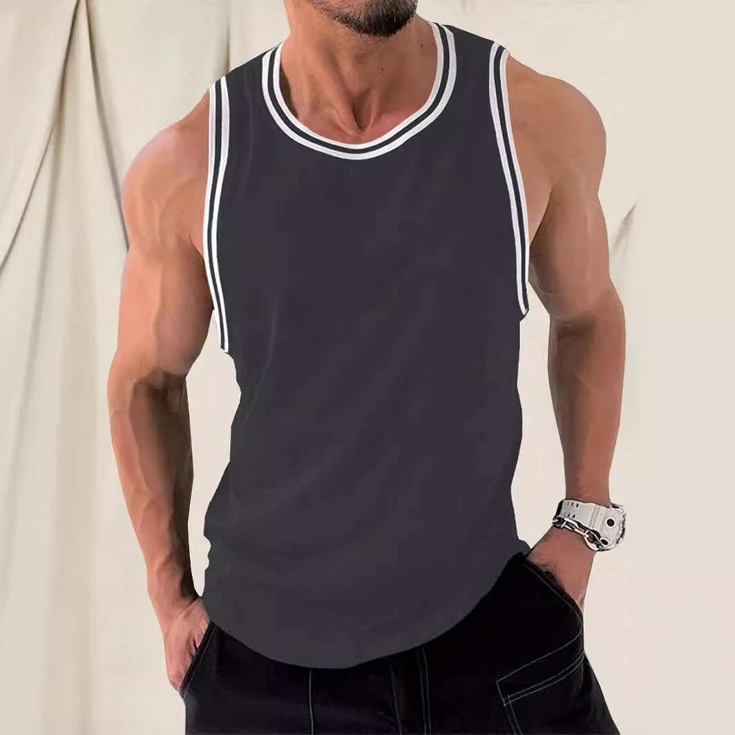 Knitted Vertical Stripes Fitness Sports Slim-fitting Vest