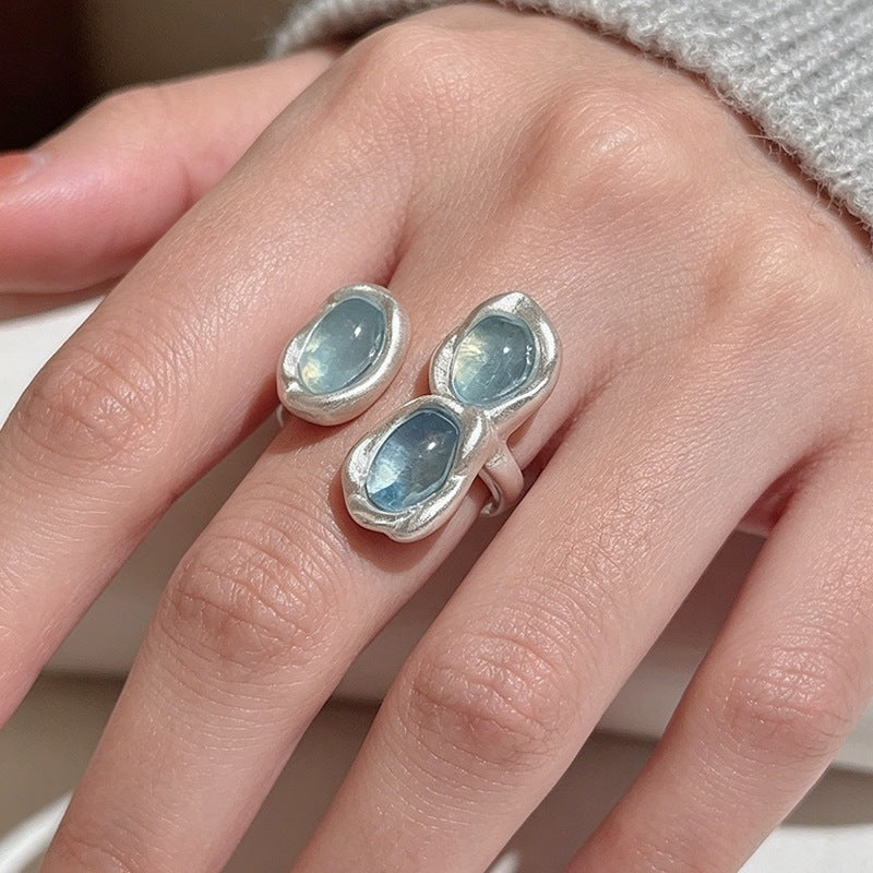 Niche Design Textured Silver-plated Matte Trendy Ring