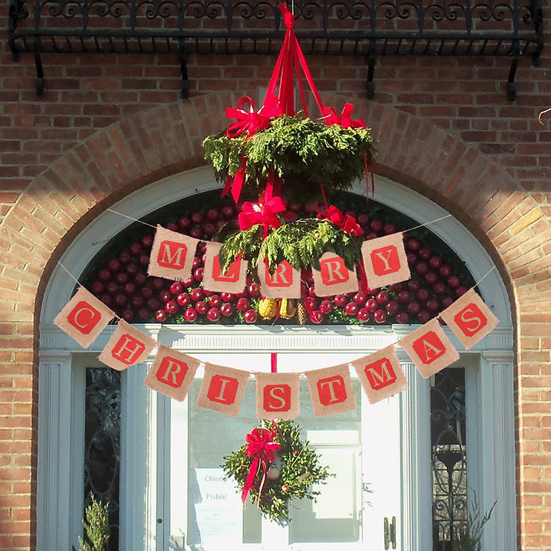 Bandera de saco Feliz Navidad Bandera de Navidad Decoración de banderines de Navidad