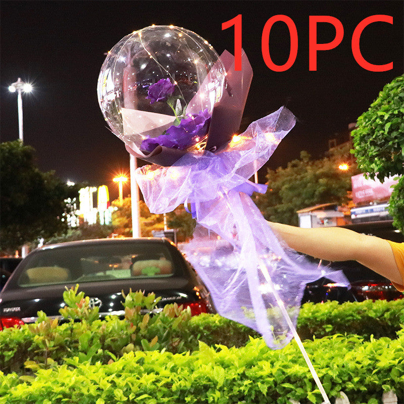 Ramo de Rosas de Globos Luminosos LED Rosa Bola Bobo Transparente