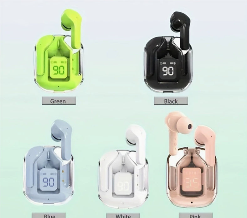 New Mini Transparent Wireless Bluetooth Headset Digital Display ENC Noise Reduction True Wireless Sports Music