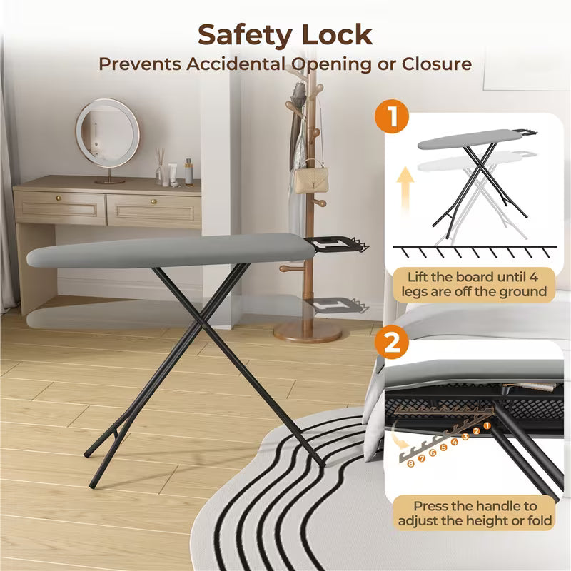 Full Size Foldable Ironing Board with 4-Leg Stand and 4-Layer Pad
