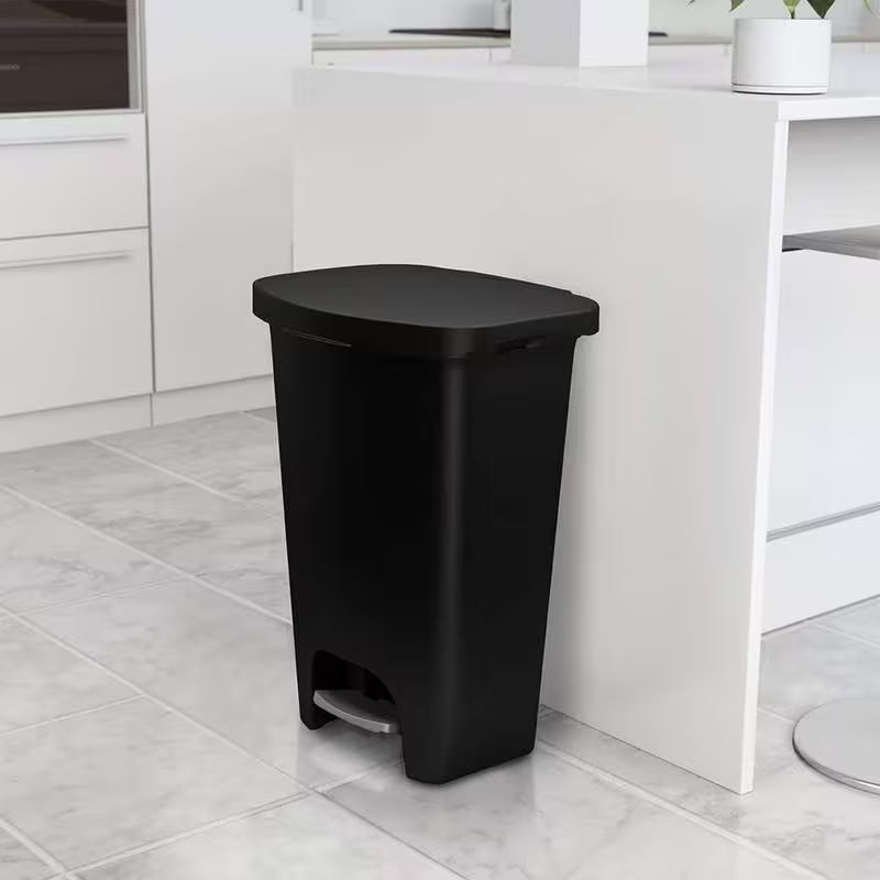 13-Gallon Kitchen Trash Can with Pedal and Bag Rings