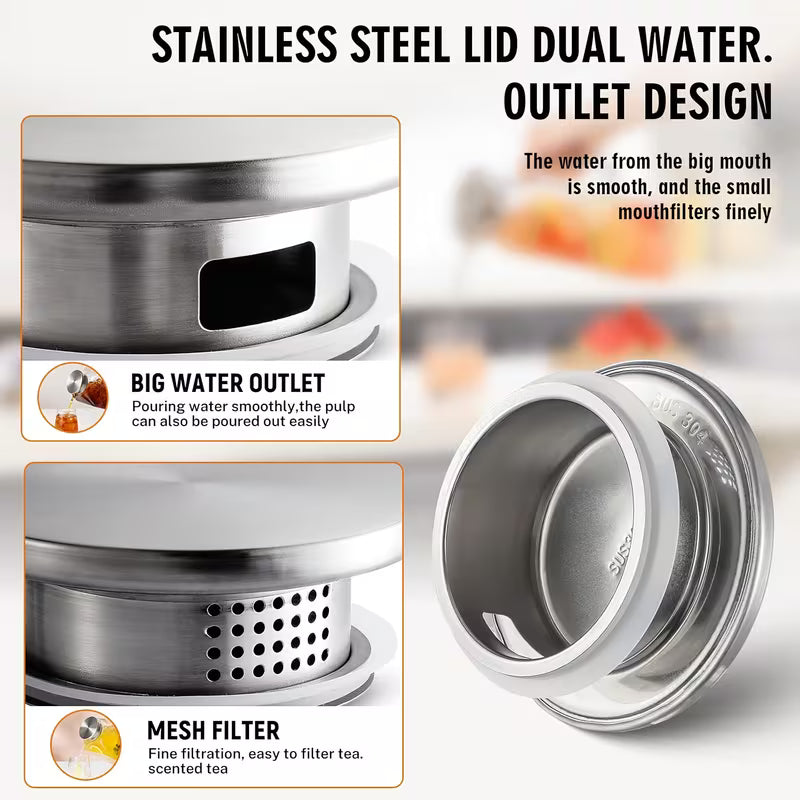 2-Pack 1-Gallon Square Glass Pitcher Set with Lid and Spout