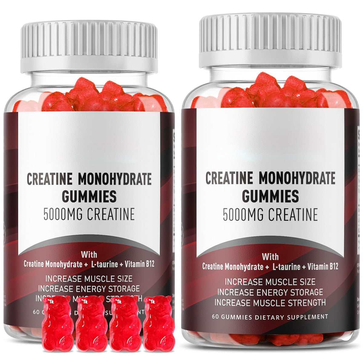 Room Temperature Water Creatine Gummies 60 Count Jelly Candies