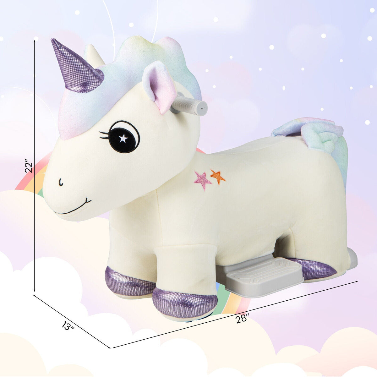 6V Electric Animal Ride On Toy with Music and Handlebars-Beige