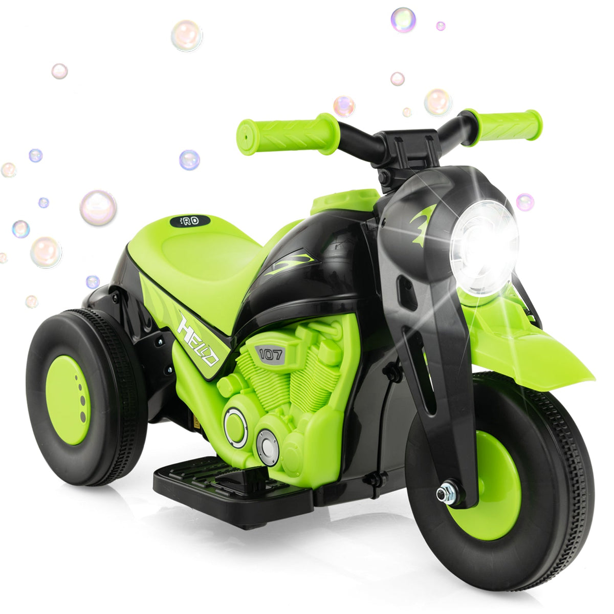 6V Kids Electric Ride on Motorcycle with Bubble Maker and Music-Green