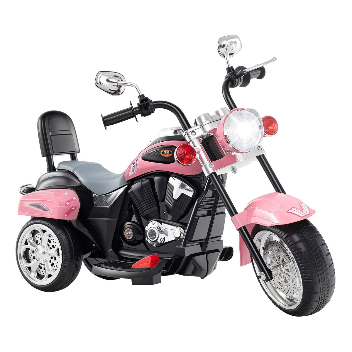 6V Powered Toddler 3-Wheel Motorbike Ride On Toy with Horn and Headlight-Black and White