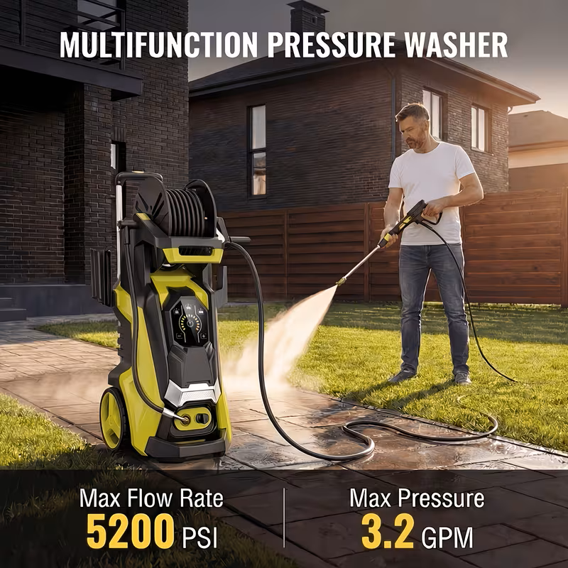 Hidrolavadora Eléctrica 4500 PSI 3.2 GPM con Cañón de Espuma y Carrete de Manguera