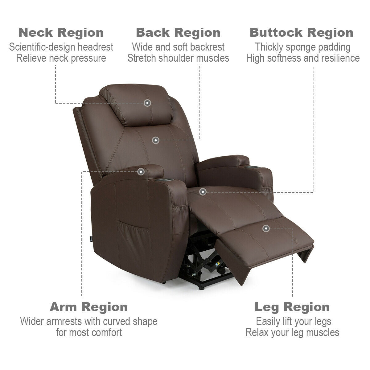 Power Lift Recliner Chair with Massage and Heat for Elderly with Remote Control