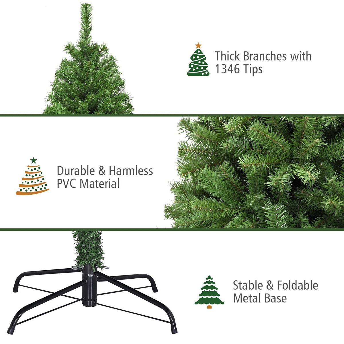 PVC Artificial Christmas Tree Premium Hinged