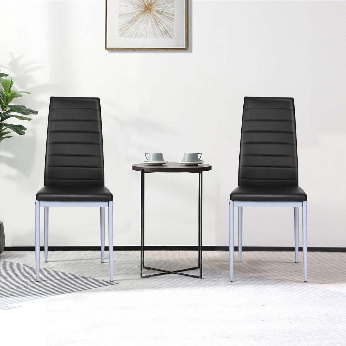 4 pcs PVC Leather Dining Side Chairs Elegant Design