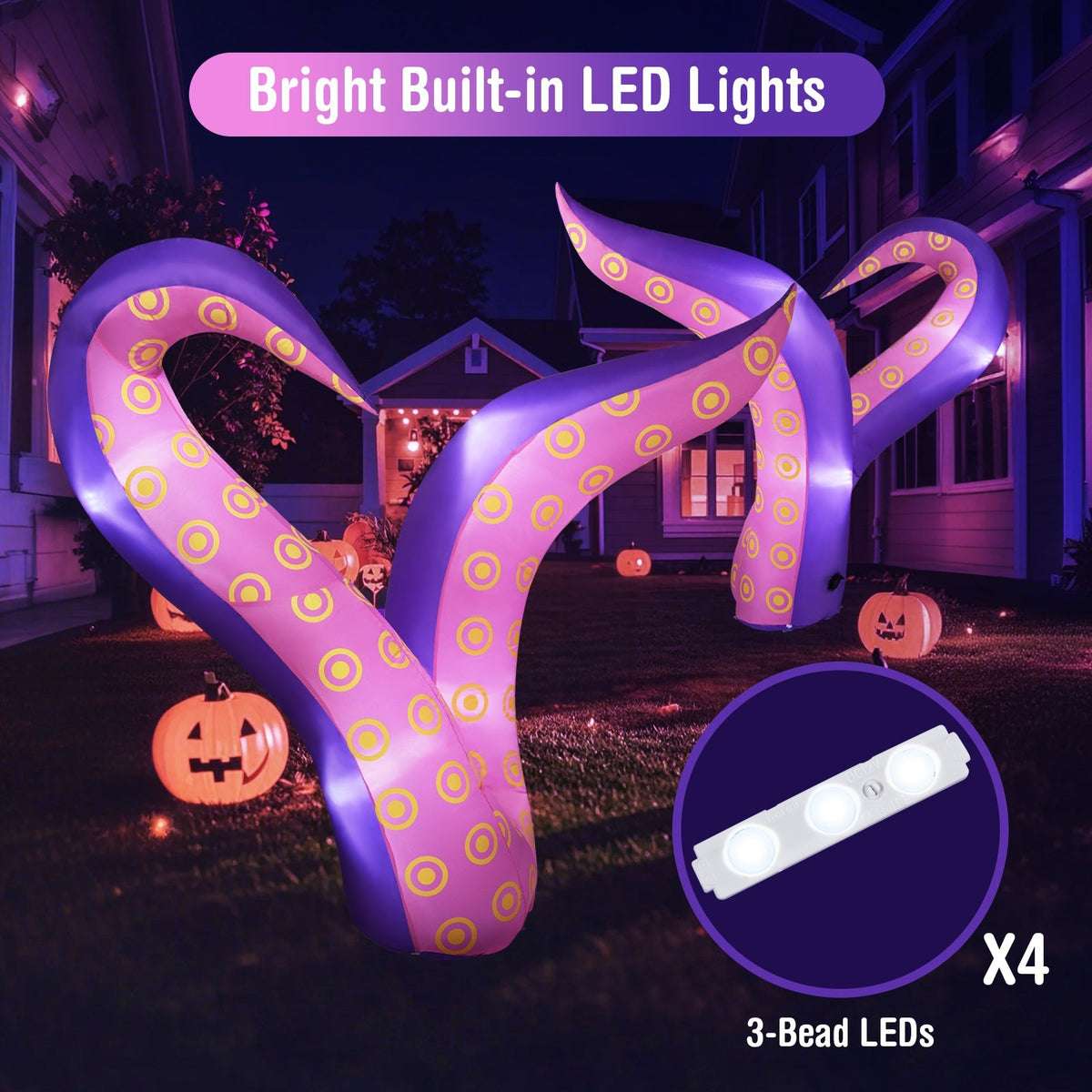 6.5 Ft Inflatable Tentacles with LED Lights and Suction Cups