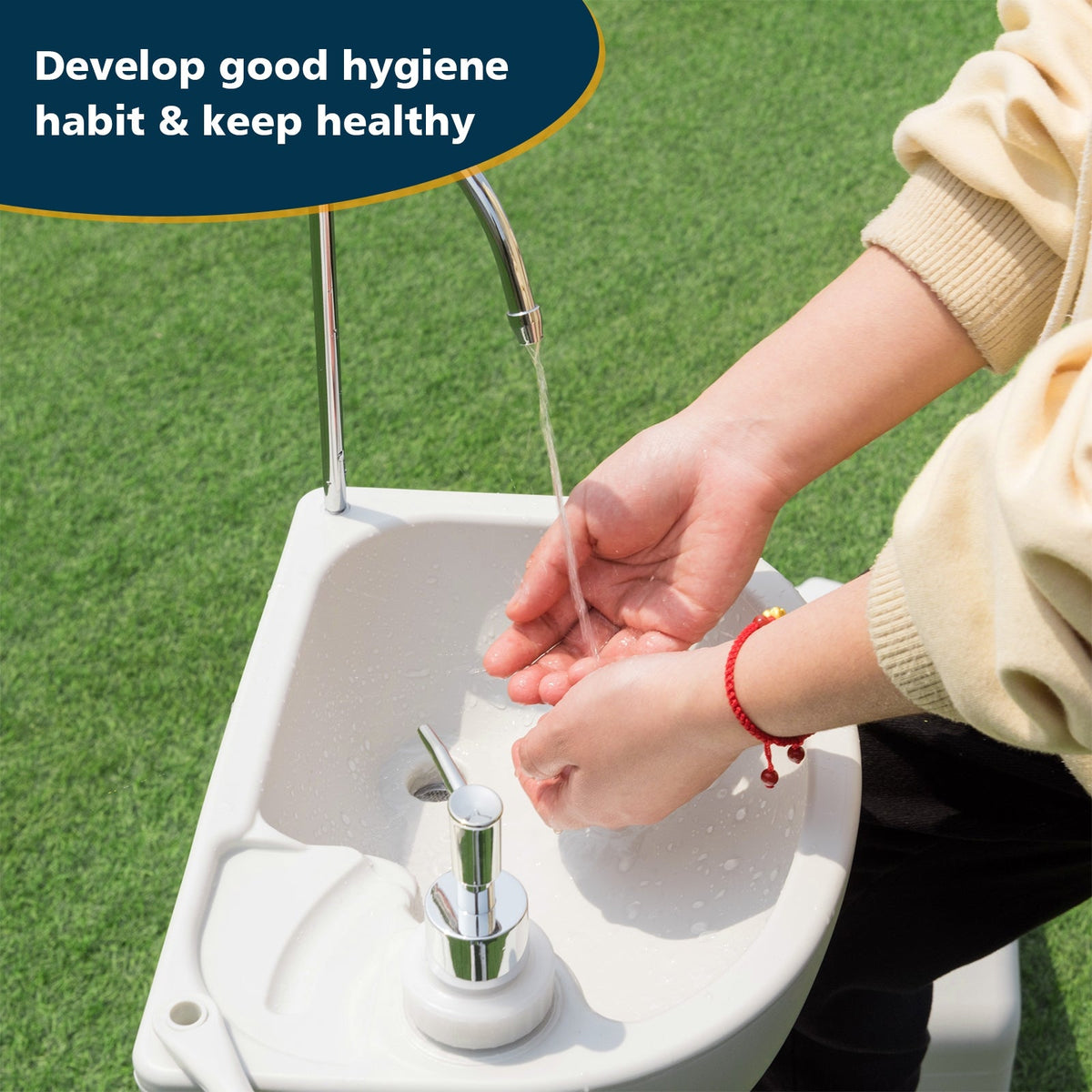 Soporte para lavabo de mano para camping con depósito de 4,5 galones