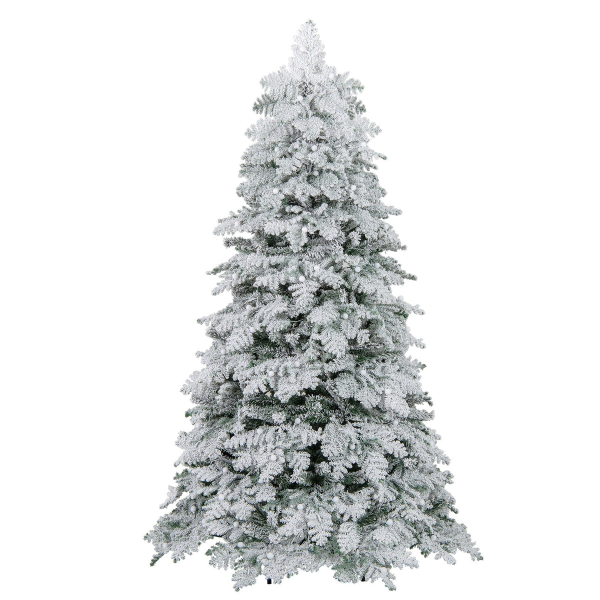 6/7 Feet Artificial Snow-flocked Christmas Tree Pre-lit Hinged Xmas Tree with 130 Twinkle Balls