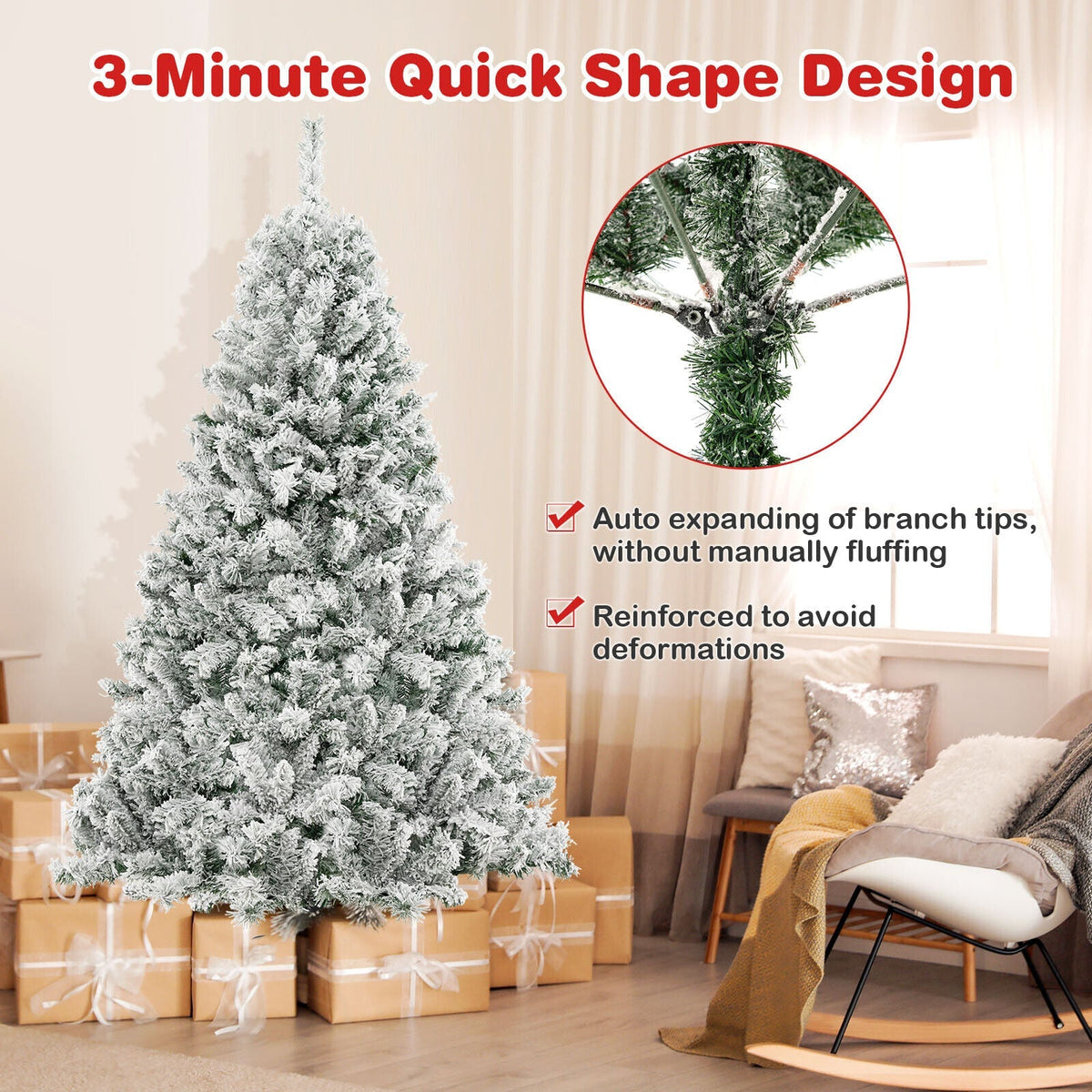6/7/8 Feet Artificial Xmas Tree 3-Minute Quick Shape