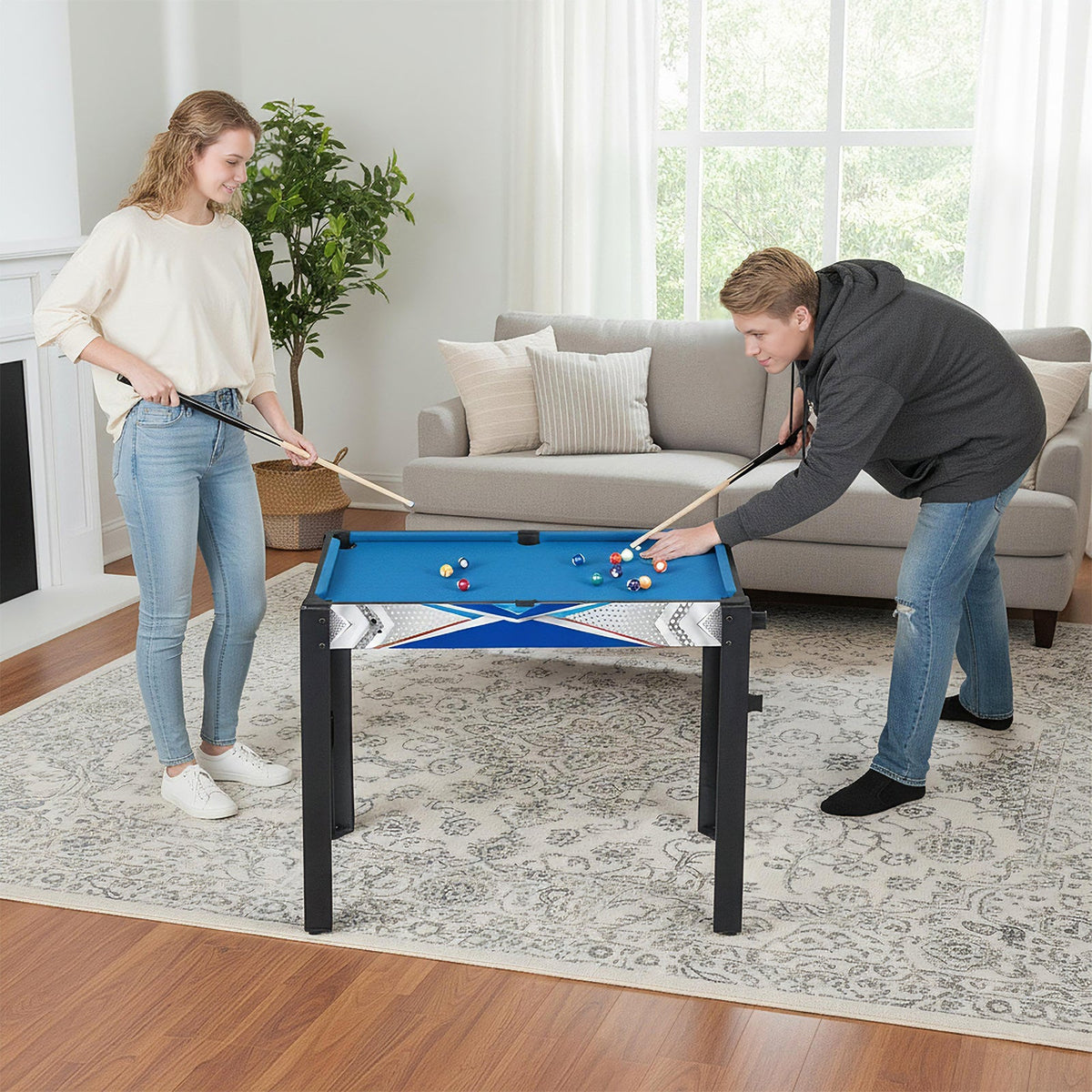 6-In-1 Combo Game Table with Basketball Billiards Ping Pong Hockey Shuffleboard