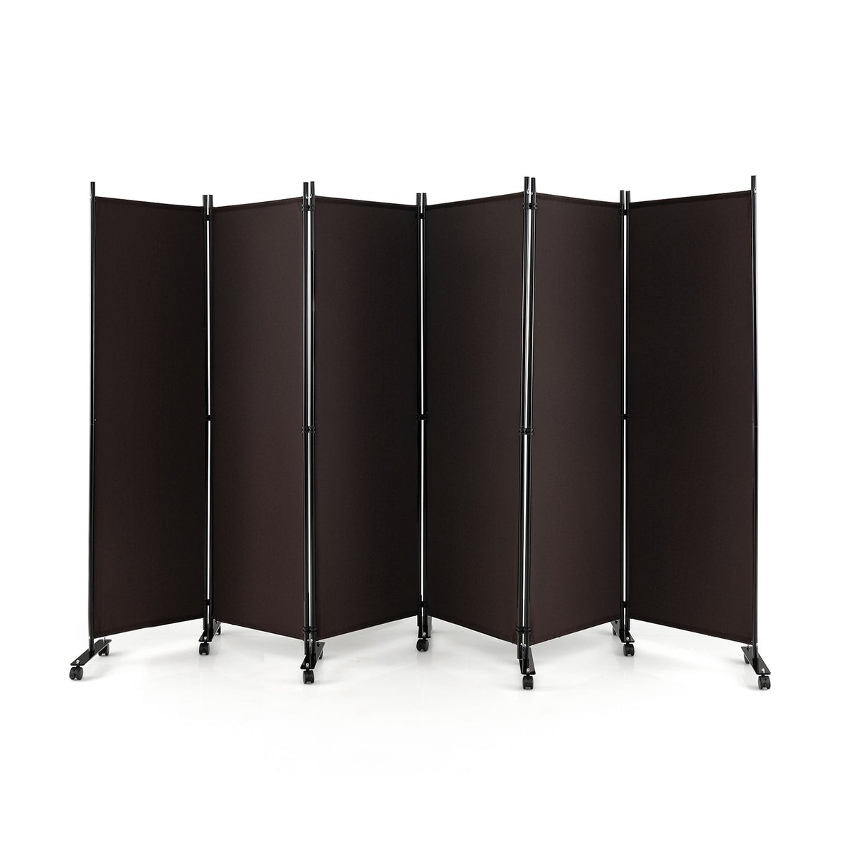 6 Panel 5.7 Feet Tall Rolling Room Divider on Wheels
