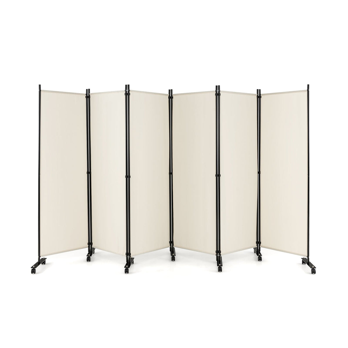 6 Panel 5.7 Feet Tall Rolling Room Divider on Wheels