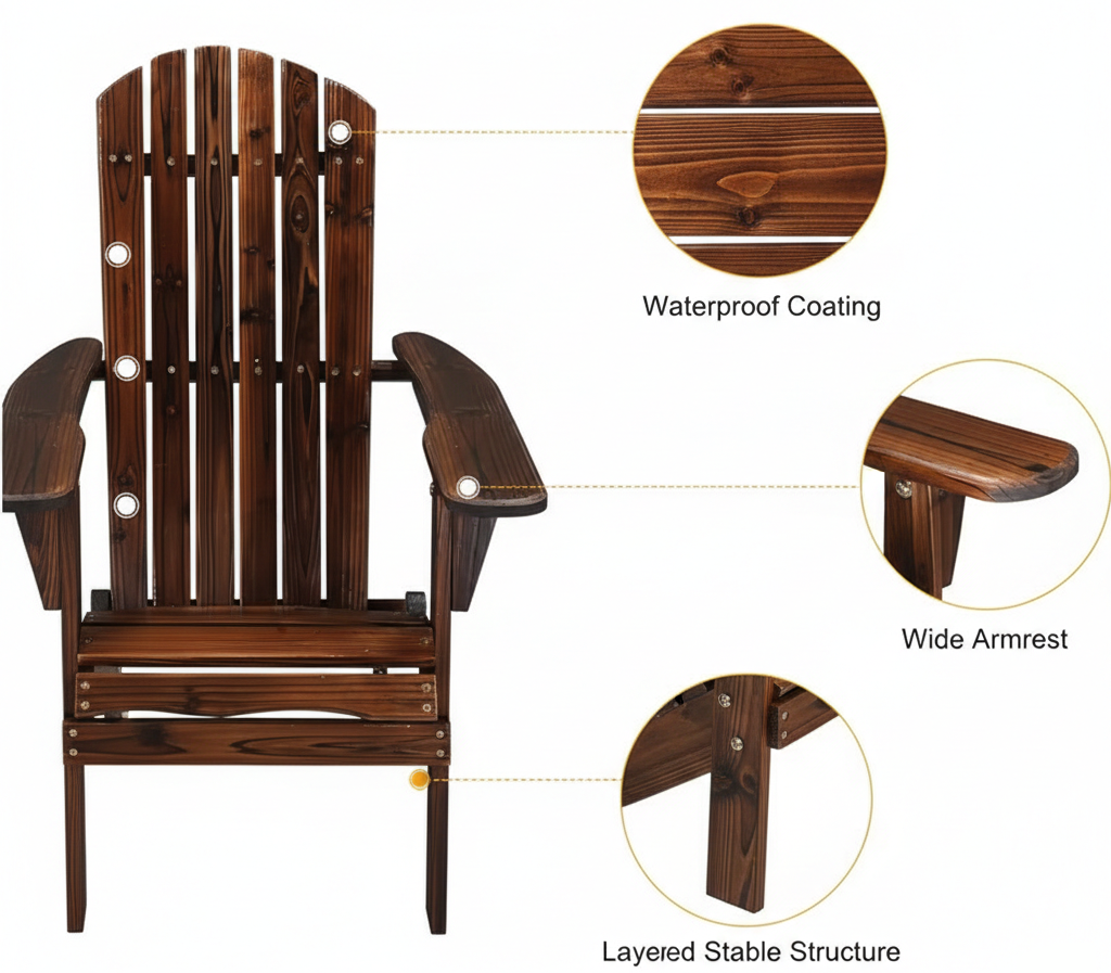 Sillón Adirondack Plegable – Exterior Patio Jardín Terraza Playa