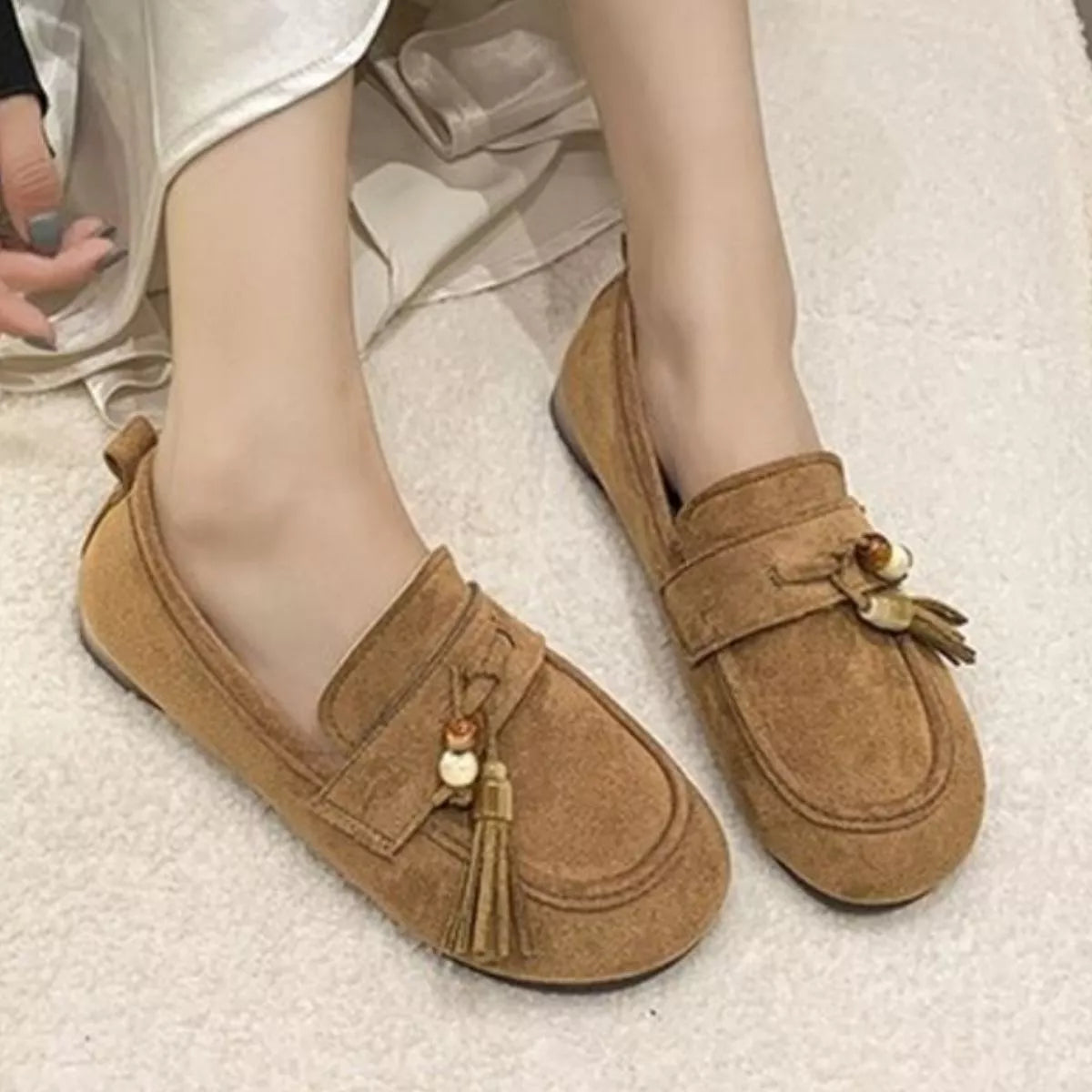 Tassel Round Toe Slip-Ons