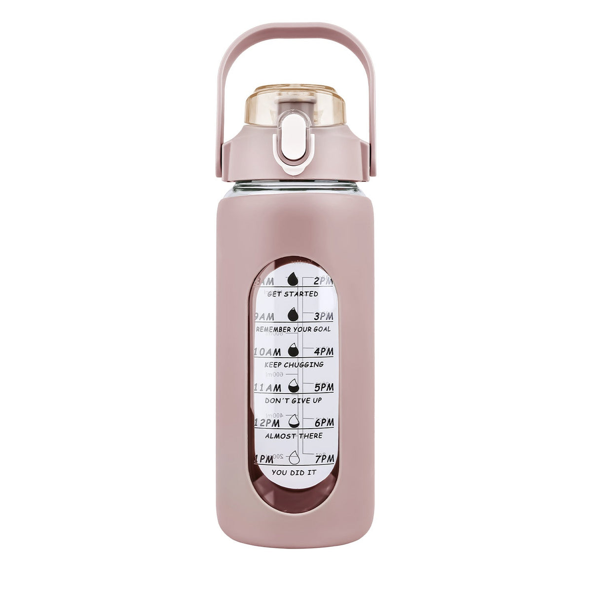 34Oz Glass Water Bottle Sports Water Bottle Motivational Water Bottle Water Intake Tracker Bottle with Straw Time Marker Silicone Sleeve Handle for Gy