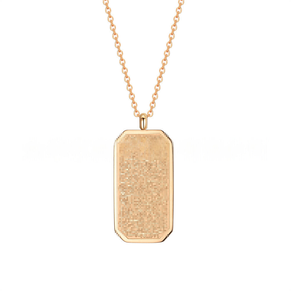 Stainless Steel Octagonal Pendant With Embossed Finish Titanium Steel Necklace