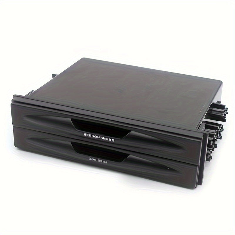 Single Din Radio Pocket, 2 In 1 Car Radio Storage Box Multi Purpose ABS Universal 1DIN 2 Layer Black Cup Holder