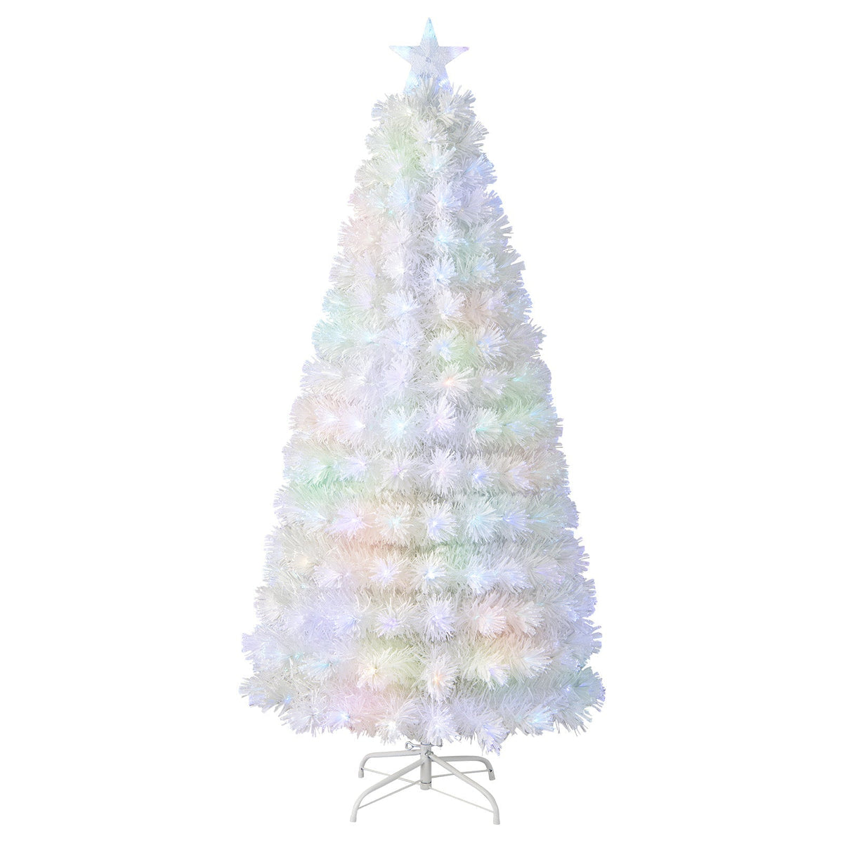 6/7 Feet Pre-Lit Fiber Optic White Snow-Flocked Artificial Christmas Tree