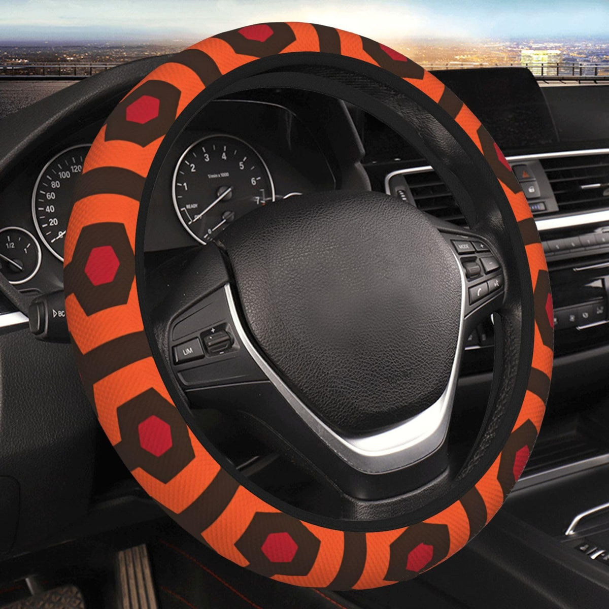 Funda para volante de coche con diseño de alfombra del Hotel Overlook, universal de 15 pulgadas, negra