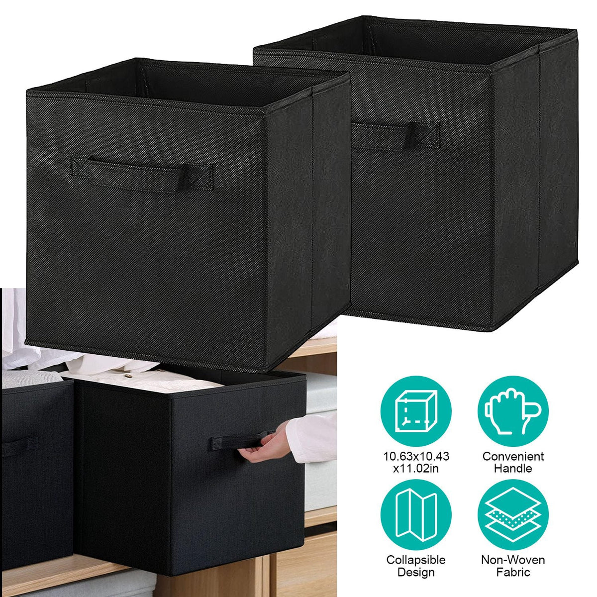Storage Bin Non-Woven Fabric Cube Organizer with Handle