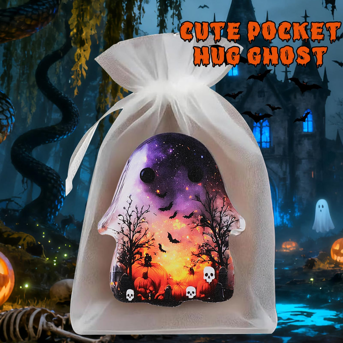 Tarjeta de bolsillo fantasma genérica, tarjeta inspiradora negra de consuelo para Halloween A