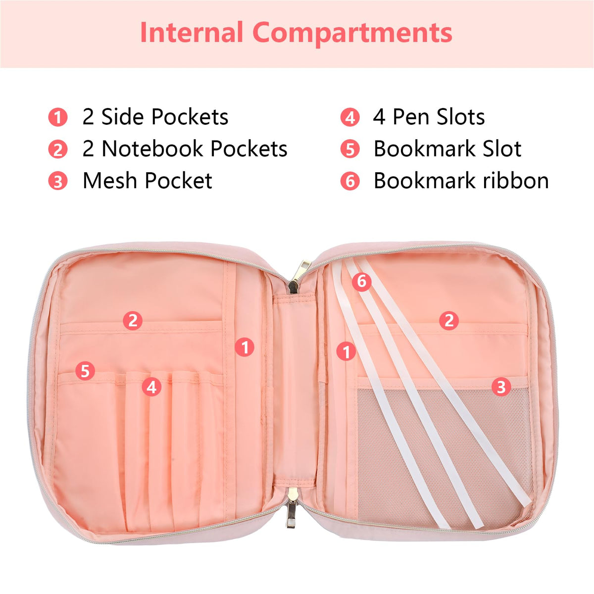 Funda para Biblia VICUTU para mujer con asa, bolso de transporte acolchado y suave, color rosa