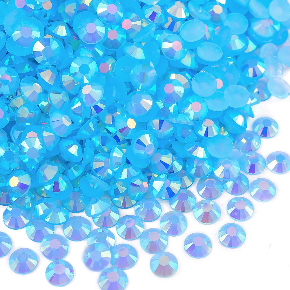 Blinginbox 500 piezas de diamantes de imitación de resina de 6 mm con parte trasera plana, color zafiro claro AB