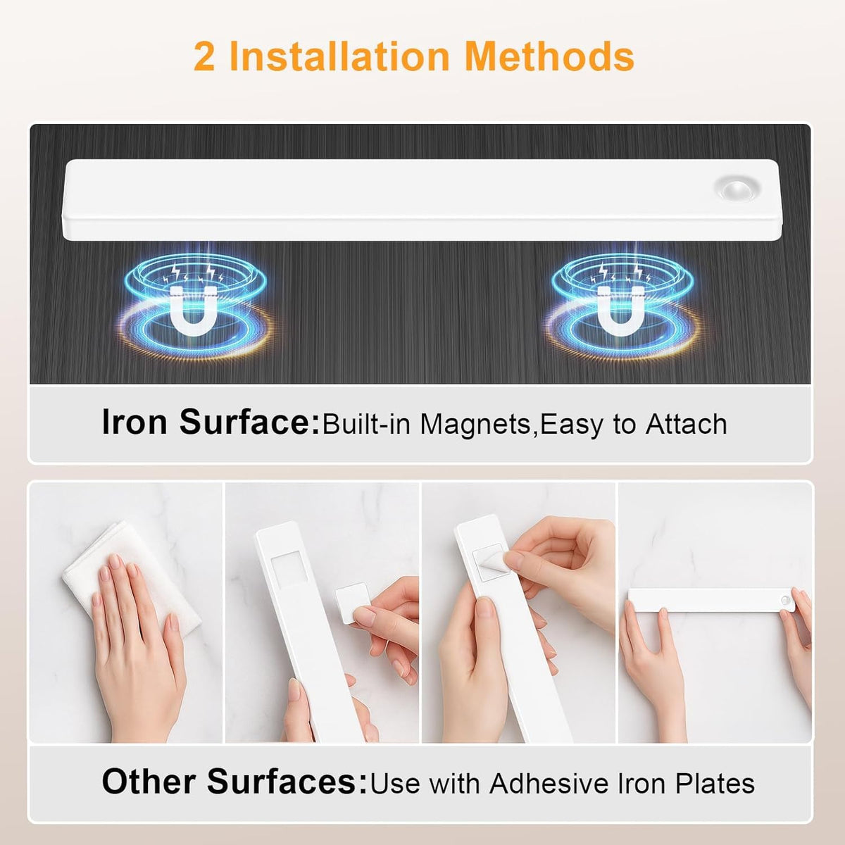 Auxoda Under Cabinet Lighting USB Rechargeable Motion Sensor White 1-Pack