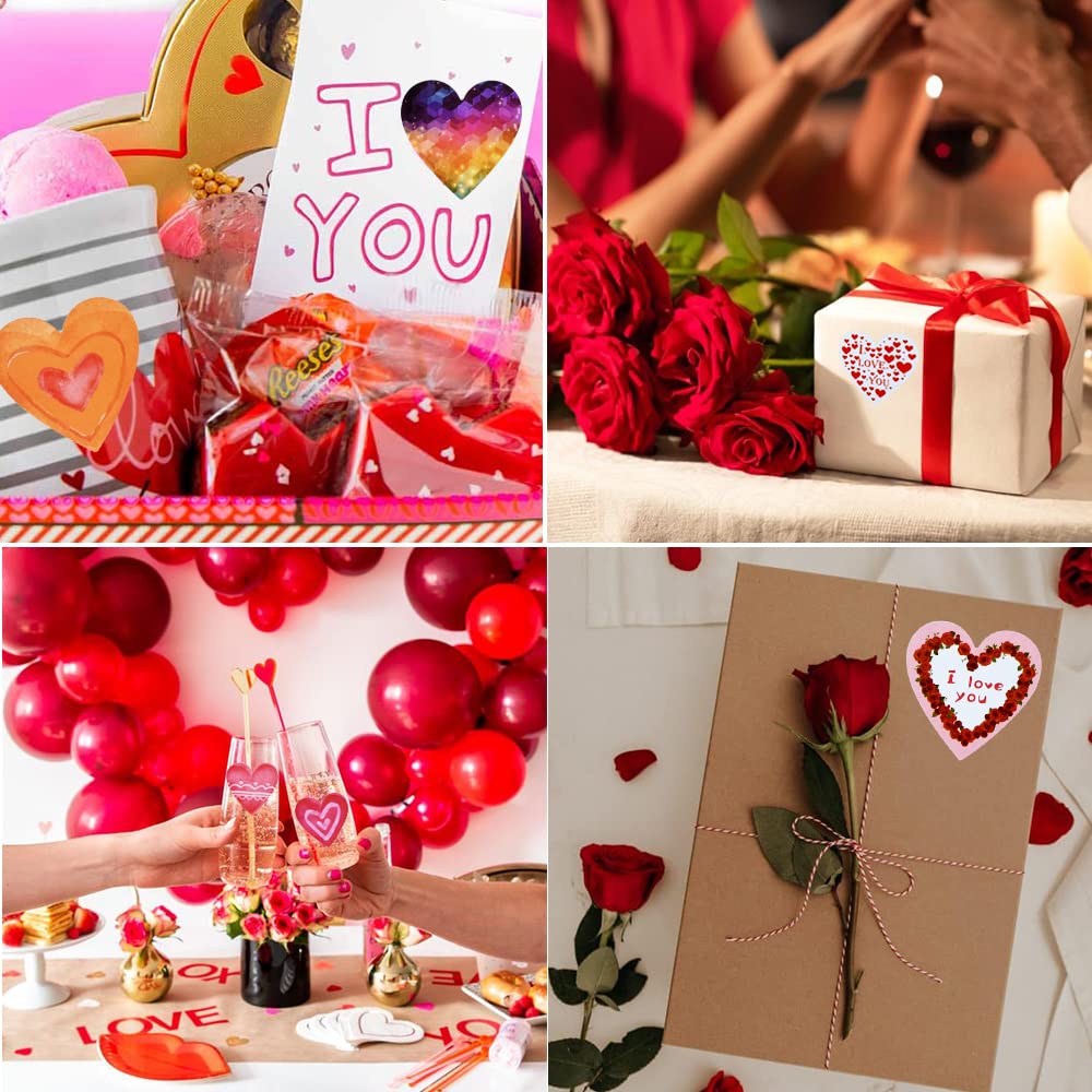 CTOHN 1500 pegatinas de corazón rojo de 1.5 pulgadas, rollo de amor autoadhesivo