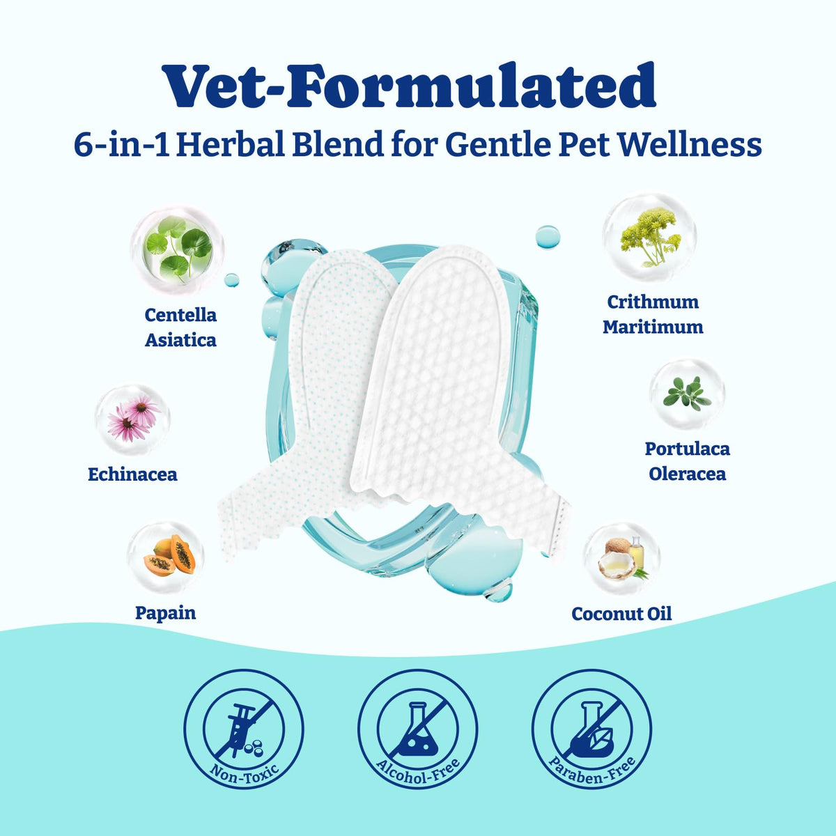 Toallitas para la limpieza dental de perros YoYoBay, fórmula herbal de doble cara, 50 unidades, sin sabor