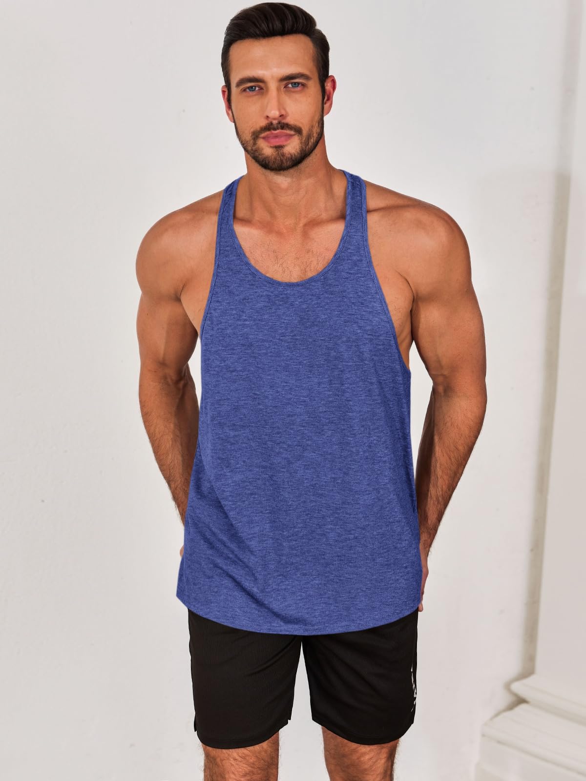 Camiseta de tirantes para hombre Runcati, estilo stringer para gimnasio, musculosa, deportiva, color azul, talla XL
